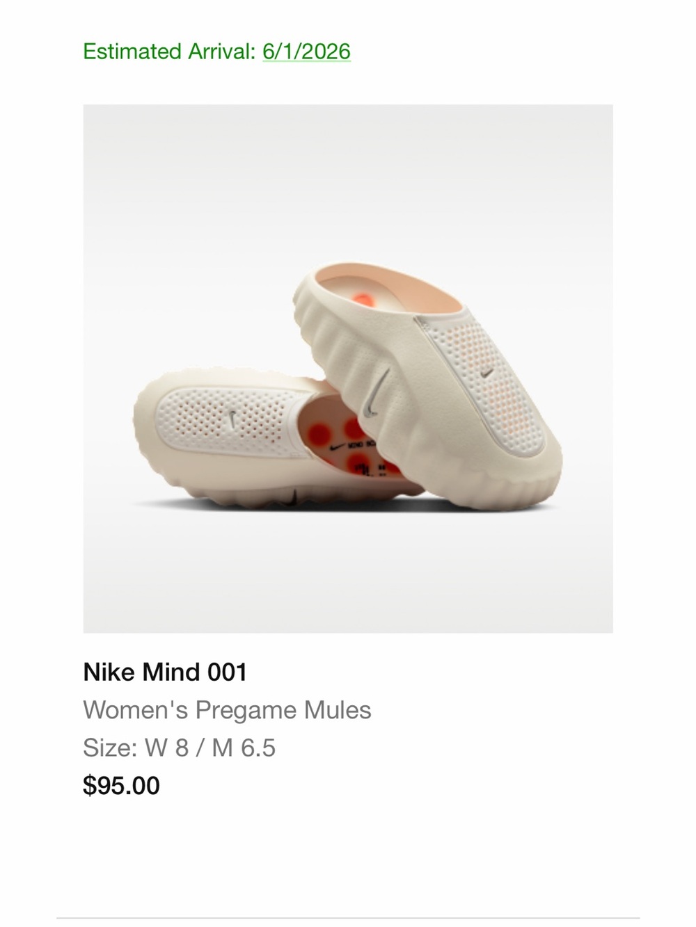 Nike Slip-On Mules in Cream with Peach Accents